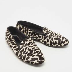 Tod's Black/White Leopard Print Calf Hair Smoking Slippers Size 36.5 