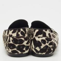 Tod's Black/White Leopard Print Calf Hair Smoking Slippers Size 36.5 