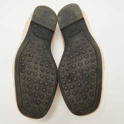Pre Owned Tod's Pink Croc Embossed Leather T-Logo Slip On Loafers Size 37
