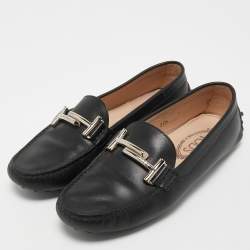 مملوكة مسبقًا Tod's Black Leather Gommino Driving Loafers Size 37.5