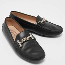مملوكة مسبقًا Tod's Black Leather Gommino Driving Loafers Size 37.5