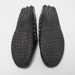 Tod's Black Leather Crystal Embellished Penny Loafers Size 37