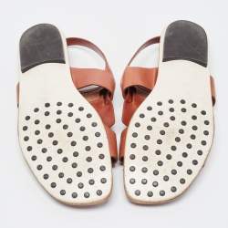 Pre Owned Tod's Brown Leather Fringe Trim Accent Gladiator Sandals Size 40