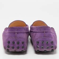 Pre Owned Tod's Purple Suede Slip On Loafers Size 38.5