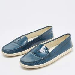 Tod's Teal Patent Leather Penny Loafers Size 35