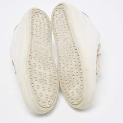 Tod's White Leather Tassel Lace Up Sneakers Size 34.5