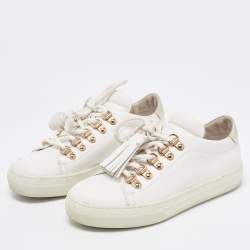 Tod's White Leather Tassel Lace Up Sneakers Size 34.5