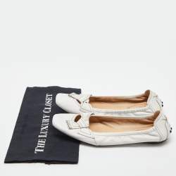 Tod's White Leather Bow Ballet Flats Size 39.5