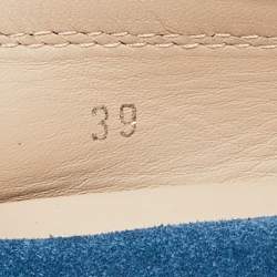 Pre Owned Tod's Blue Suede Slip On Loafers Size 39