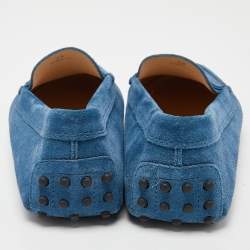 Pre Owned Tod's Blue Suede Slip On Loafers Size 39
