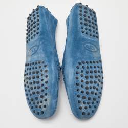 Pre Owned Tod's Blue Suede Slip On Loafers Size 39