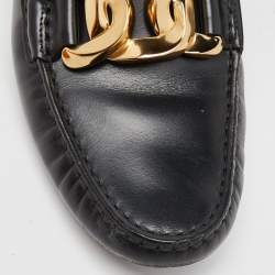 Pre Owned Tod's Black Leather Gommino Slip On Loafers Size 38.5