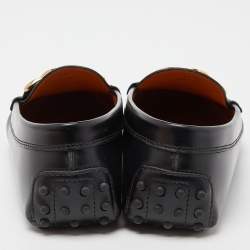 Pre Owned Tod's Black Leather Gommino Slip On Loafers Size 38.5