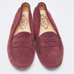 Pre Owned Tod's Purple Suede Gommino Loafers Size 38