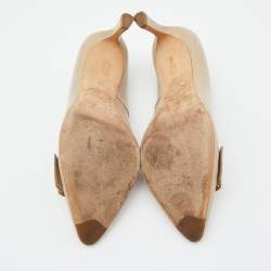 Pre Owned Tod's Grey Leather Loafer Pointed Toe Pumps Size 35