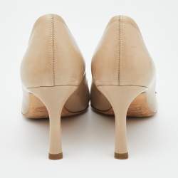 Pre Owned Tod's Grey Leather Loafer Pointed Toe Pumps Size 35