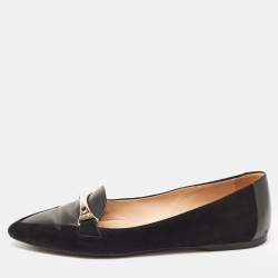 Tod's Black Suede and Leather Slip On Loafers Size 35.5