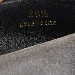 Tod’s Grey/Black Suede and Patent Leather Buckle Detail Ballet Flats Size 36.5