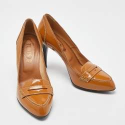 مملوكة مسبقًا حذاء كعب عالي تودز لوفر مقدمة مدببة جلد أسود مقاس 39