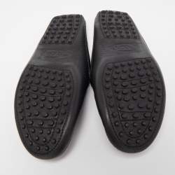 Pre Owned Tod's Black Leather Flat Loafer Mules Size 39