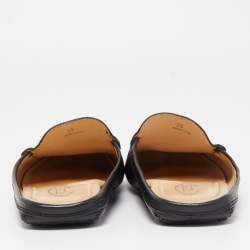 Pre Owned Tod's Black Leather Flat Loafer Mules Size 39