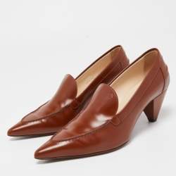 Tod’s Brown Leather Pointed Toe Penny Loafer Pumps Size 36.5