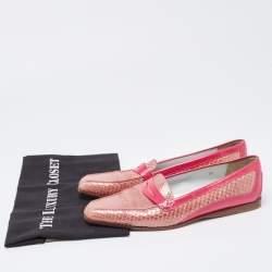 Tod's Two Tone Patent and Snakeskin Penny Loafers Size 38