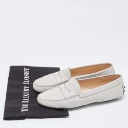 Pre Owned Tod's Grey Nubuck Leather Penny Loafers Size 39