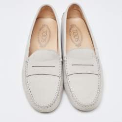 Pre Owned Tod's Grey Nubuck Leather Penny Loafers Size 39