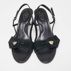 Tod's Black Suede Slingback Sandals Size 40