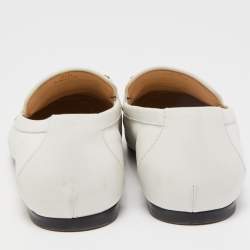 Pre Owned Tod's Off White Leather Kate Chain Slip On Loafers Size 39.5