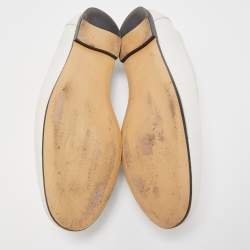 Pre Owned Tod's Off White Leather Kate Chain Slip On Loafers Size 39.5