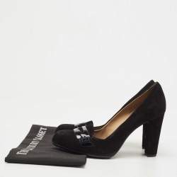Pre Owned Tod's Black Suede Penny Loafer Pumps Size 37