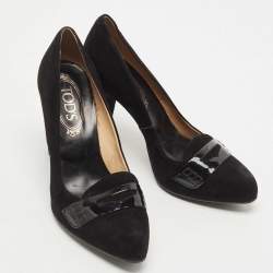 Pre Owned Tod's Black Suede Penny Loafer Pumps Size 37