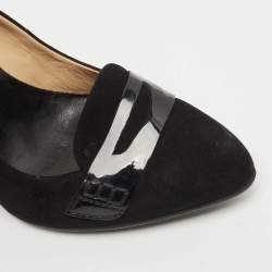 Pre Owned Tod's Black Suede Penny Loafer Pumps Size 37