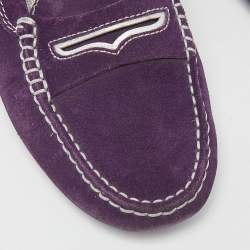 Tod's Purple Suede Gommino Penny Slip On Loafers Size 36