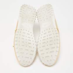 Pre Owned Tod's Metallic Gold Perforated Leather Low Top Sneakers Size 40