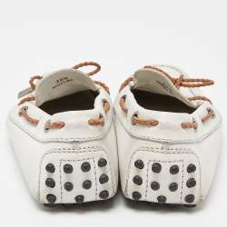 Pre Owned Tod's Off White Leather Slip On Loafers Size 36.5