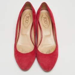 Tod's Pink Suede Wedge Pumps Size 37.5