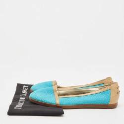 Pre Owned Tod's Blue/Brown Snakeskin And Leather Ballet Flats Size 37.5