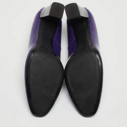 مملوكة مسبقًا Tod's Purple Patent Leather Studded Block Heel Pumps Size 36.5