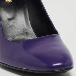مملوكة مسبقًا Tod's Purple Patent Leather Studded Block Heel Pumps Size 36.5