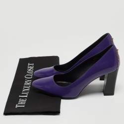 مملوكة مسبقًا Tod's Purple Patent Leather Studded Block Heel Pumps Size 36.5