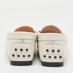 Pre Owned Tod's White Leather Penny Loafers Size 36.5