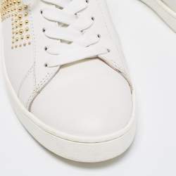 Pre Owned Tod's White Leather Studded T Low Top Sneakers Size 36