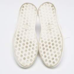 Pre Owned Tod's White Leather Studded T Low Top Sneakers Size 36