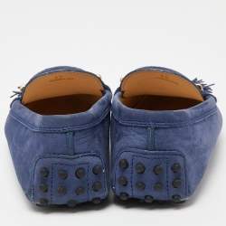 Tod's Blue Suede Fringe Slip On Loafers Size 35