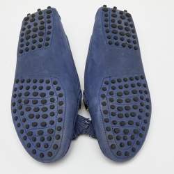 Tod's Blue Suede Fringe Slip On Loafers Size 35