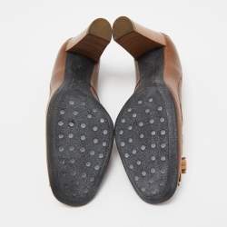 Pre Owned Tod's Brown Leather Tassel Fringe Detail Loafers Pumps Size 36.5