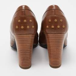 Pre Owned Tod's Brown Leather Tassel Fringe Detail Loafers Pumps Size 36.5